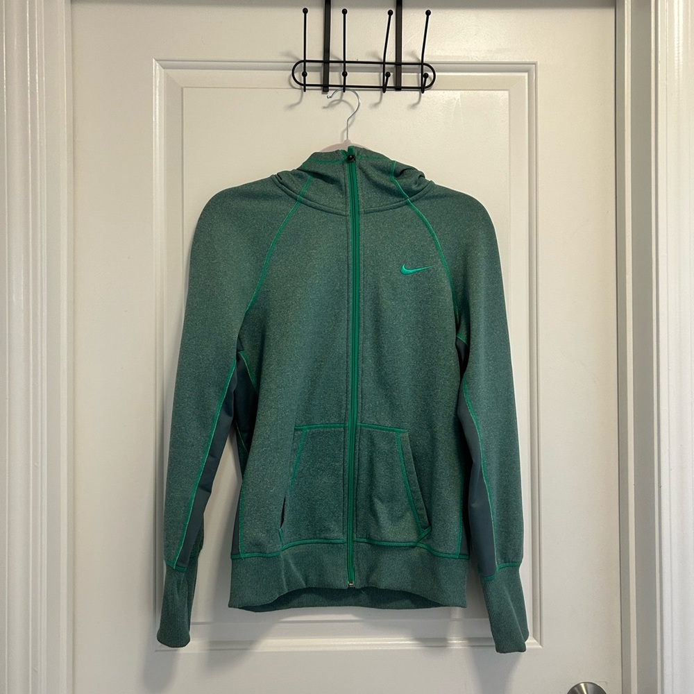 Nike Women's Teal Green Therma-Flex Hoodie Jacket- Lightweight Athletic Hoodie